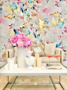 Custom "Lucky" Vivian Ferne Wallpaper Wall Mural 88” tall x 4 walls total 252” wide