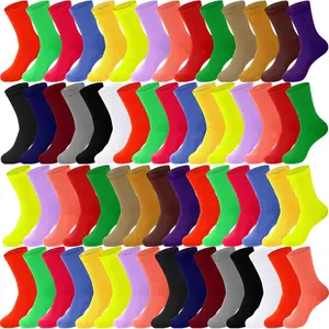 40 Pairs Womens Cotton Crew Socks Colorful Lightweight Solid Color Cute Women Gym Athletic Sock Women's Solid Casual Crew Socks Multicolor Womenswear