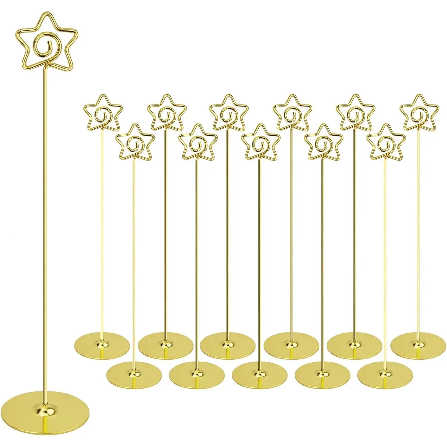 12PK Table Number Holders 12 Inches Pentagram Place Card Holder Metal Table Card Holders, Picture Holders for Tables, Card Holder Stand for Wedding Decor-
