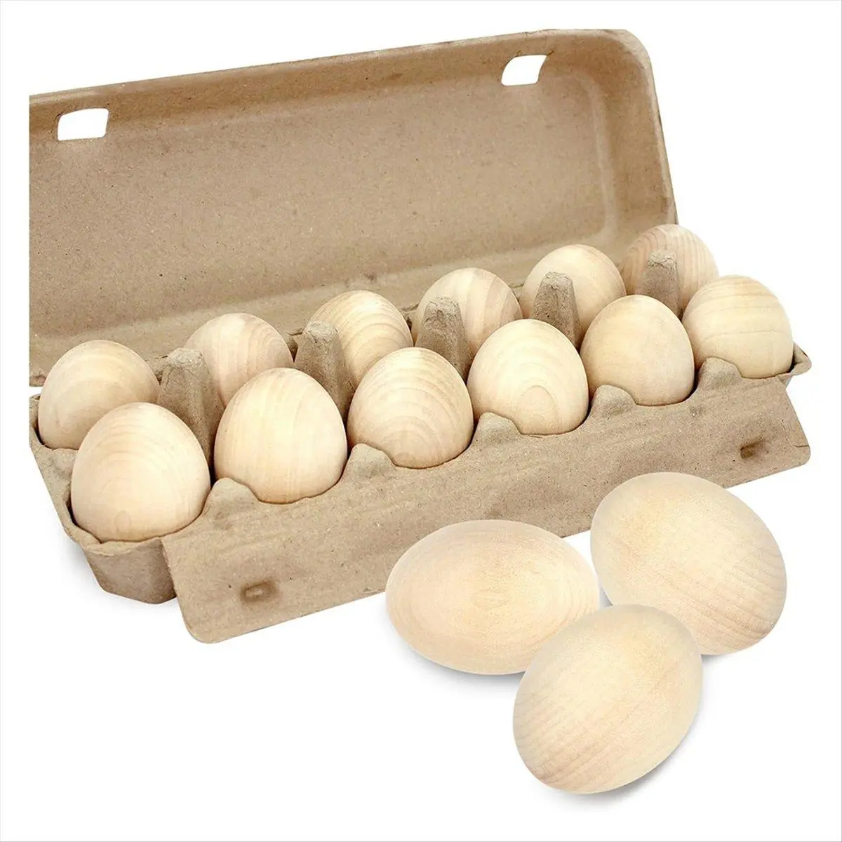 12 Pcs Wooden Eggs Painted Fake Easter Eggs Unpainted Fake Wooden Eggs for Crafts,Easter Decoration Wood Color