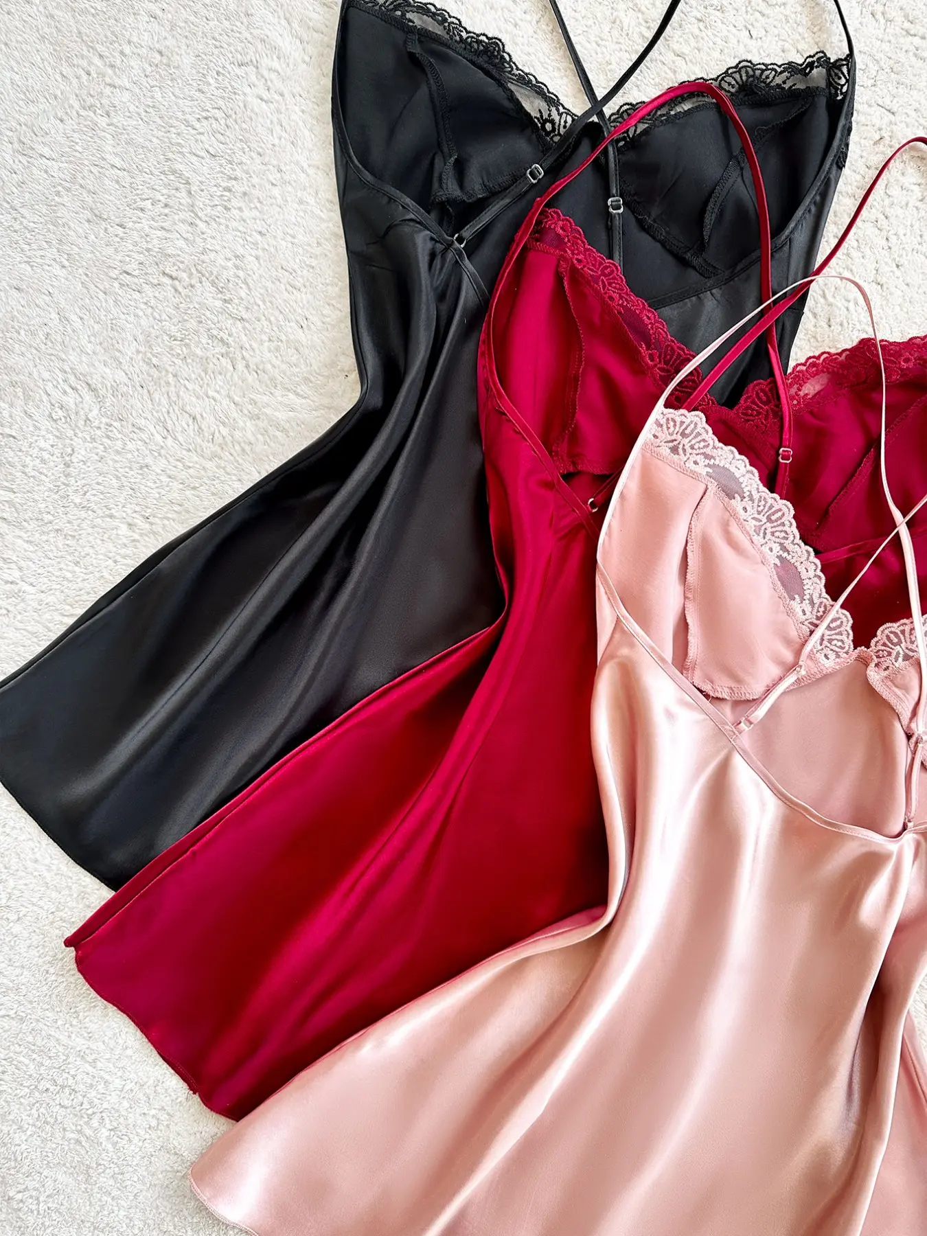 Women's Embroidered Lace Satin Sexy Sleepwear Set, Womenswear Adjustable  Thin Straps Nightgown with Lace Lingerie, Comfortable All Seasons  Loungewear, Fitted, Satin Pyjama Dress, Elegance - TikTok Shop