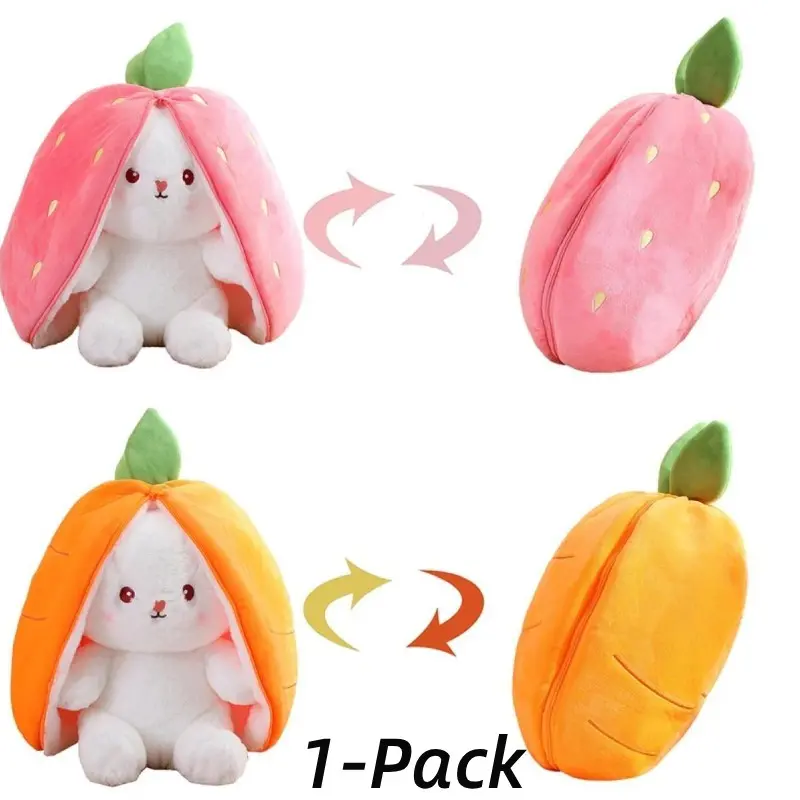 20cm/7.87in Bunny Plush Toy, Bunny Stuffed Animal, Cosplay Strawberry Carrot Rabbit Pillow, Soft Huggable, Unisex Valentine's Day & Easter Gifts, S M L Xl Xxl Sizes