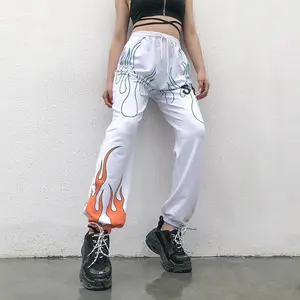 Color Flaming Fire Printed Sweat Pants