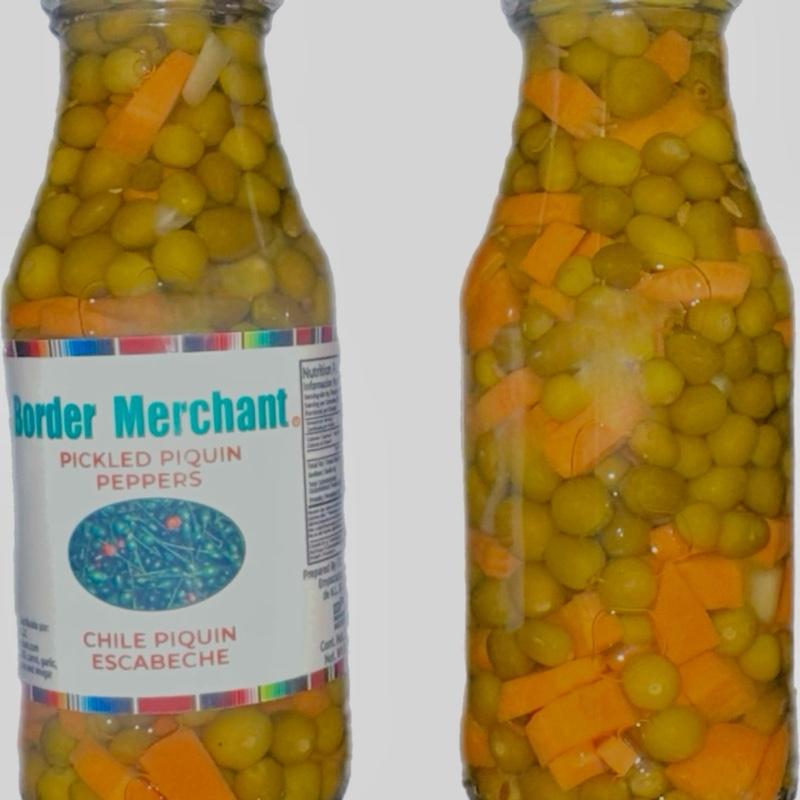 Border Merchant Chile Piquin Del Monte En Escabeche Hot & Spicy Pepper 2 Bottles