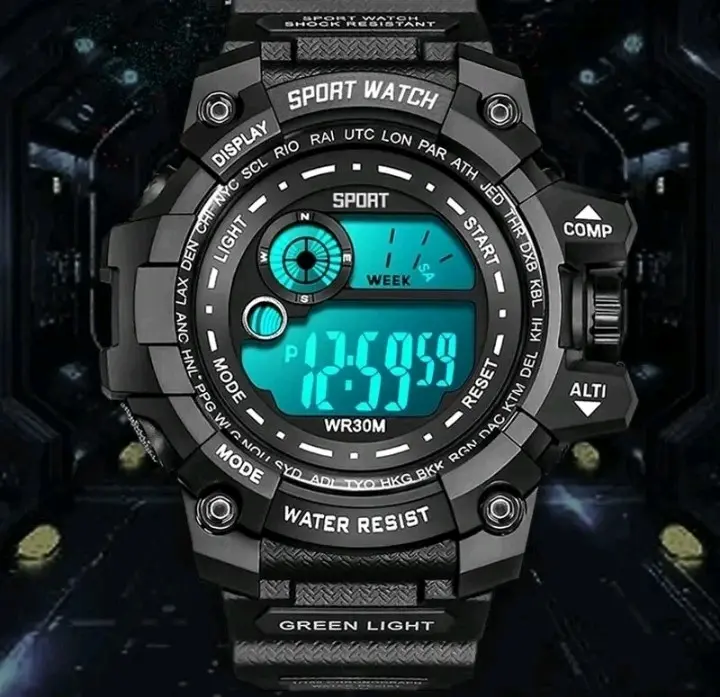 Men's Sports Watch LED G-Shock Style Digital Date Week Military Tactical Wristwatch