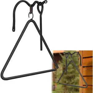 12 Inch Triangle Dinner Bell - Iron Triangle Chime with Striker & Wall Bracket Mounts - Outdoor/Indoor Triangle Bell