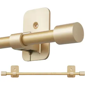 Curtain Rods No Drilling for Windows 28 to 48 Inch, 5/8" Adjustable  Curtain Rod, Renter-friendly with Adhesive Brackets for Drill-free Installation.