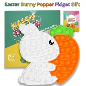 Easter Bunny Popper Fidget Gift – Bunny Carrot Pop Bubble Sensory Toy for Kids & Toddlers, Valentines Day Gift & Easter Gift, Easter Basket Stuffers for Girls & Boys