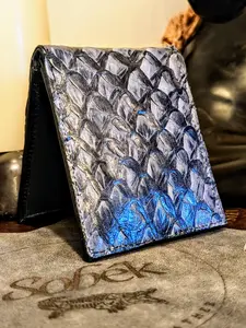 Genuine Pirarucu Leather Wallet – Blue Jean Finish | Handmade Exotic Bifold by Sobek