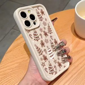 Phone Case for IPhone 17 Pro Max 16 Plus 15 14 13 12 11 Air E White Christmas Tree and Gingerbread Man Full Body Protection Shockproof Soft Silicone Cover