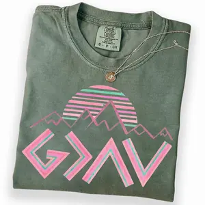 Comfort Colors God Is Greater Than The Highs and Lows Shirt, Christian Faith Shirt, Retro Mountain Sunset Graphic Tee, Gift for Christians