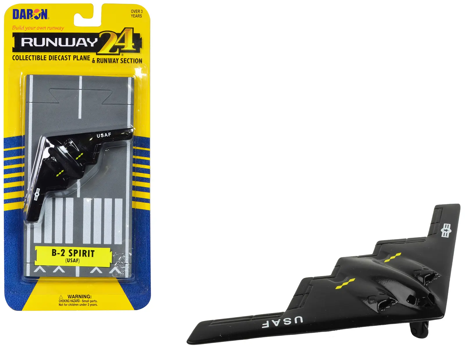 Northrop Grumman B-2 Spirit Stealth Aircraft Black "US Air Force" with Runway Section Diecast Model Airplane by Runway24