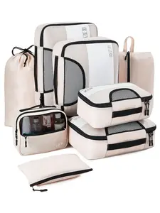 Travel Storage Organizer Bags 8 Pack Clear Visible Mesh Packing Cubes Cosmetic Toiletry Shoe Clothes Pouches Suitcase Organizer For Business Travel Camping Vacation Men Women
