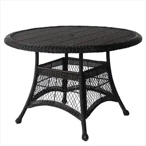 Black Wicker 44 In. Round Dining Table