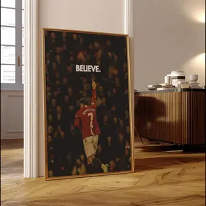 Cristiano Ronaldo Believe Poster  Iconic CR7 Manchester United Wall Art, Motivational Soccer Print for Fans, Gyms & Sports Room Decor ( Unframed - Print Only )