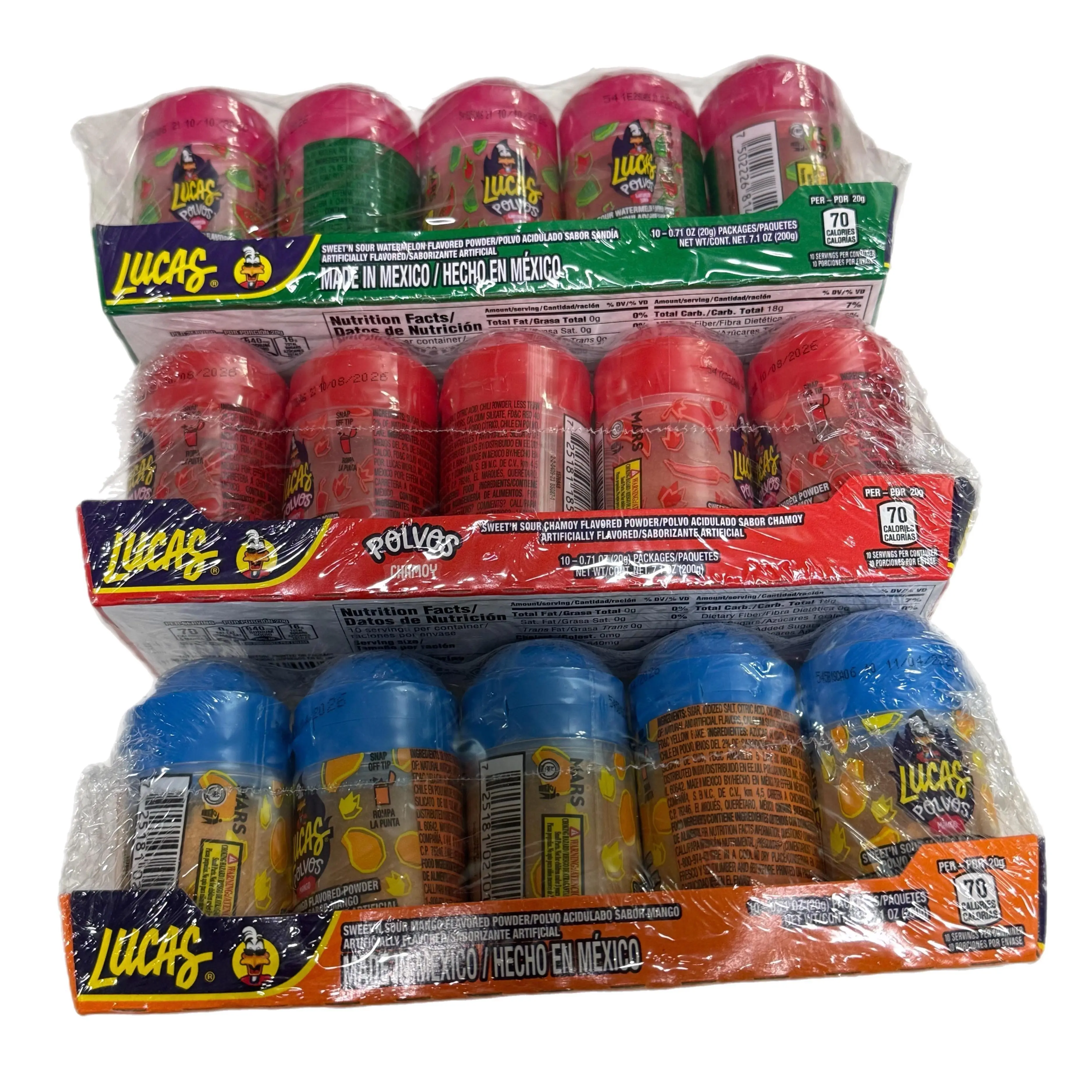 Lucas Polvos Chamoy, Mango or Sandía 10 Pack – Mexican Sweet & Sour Chili Candy – Chamoy, Mango or Watermelon Flavor – 7.1 oz (200 g)