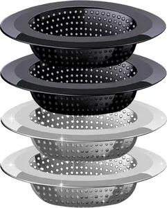 Kitchen Sink Drain Strainer, 4 Pack Stainless Steel and Black Mesh Sink Strainer for Kitchen with Large Wide Rim 4.5" Diameter, Sink Filter Strainer with 3" Basket Sink Food Catcher V-TOP