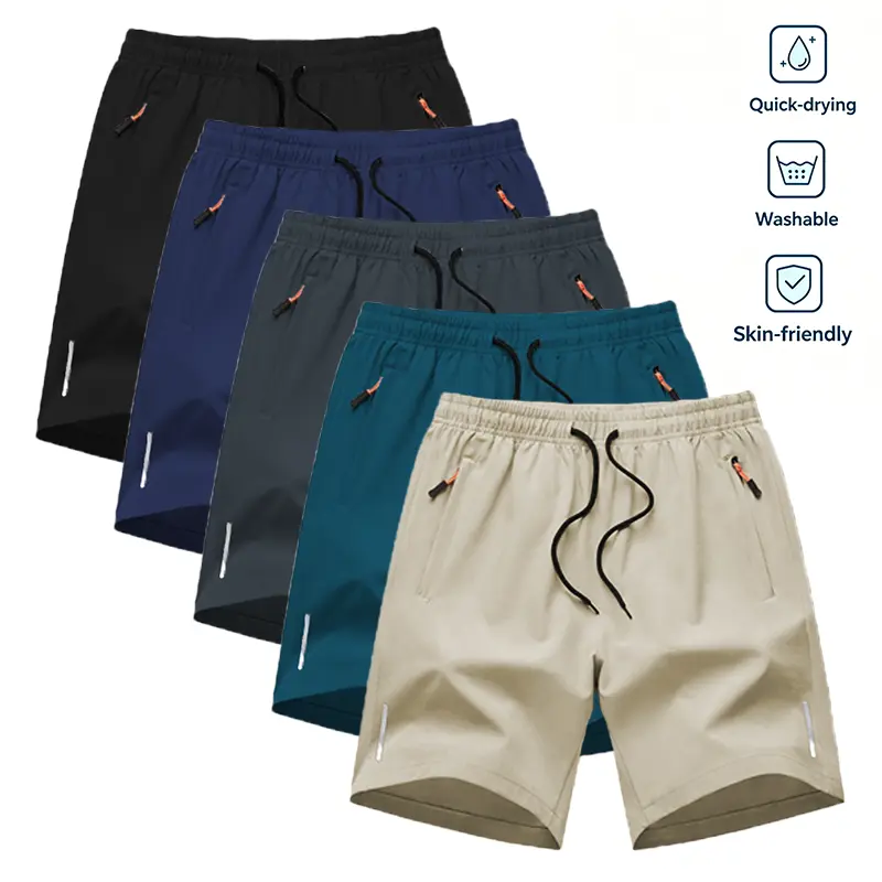 Men's Quick Dry Athletic Shorts, Breathable Elastic Drawstring Waist Casual Shorts with Zipper Pockets, Summer Lightweight Comfy Sports Shorts for Men Daily Wear, Gym & Outdoor Activities pool clothes