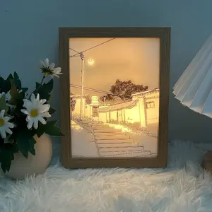 LED Light Art Frame, Adjustable Three-Color Lighting, Modern Rectangular Design, Ideal Bedroom Living Room Decor, Perfect Gift