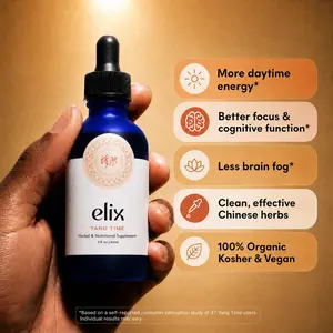 Elix Energy Support - Yang Time Organic Herbal Supplement for Natural Energy Boost