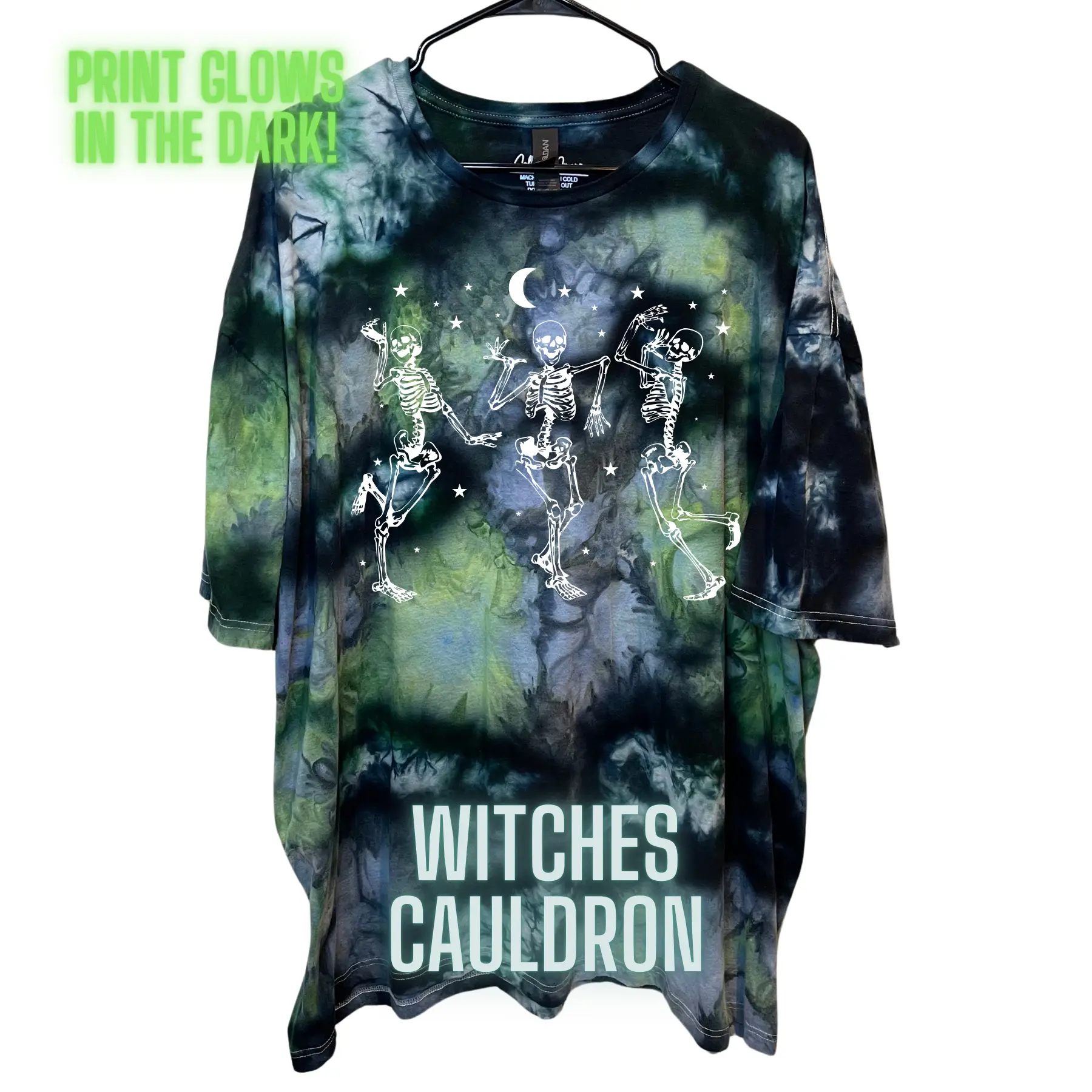 Glow in the Dark Dancing Skeleton Halloween T-Shirt - Unisex Sizing Casual Crewneck