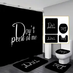 1/3/4PCS Dont Peel At Me Removable Shower Curtain set, Humorous Text Bathroom Decor, Accessories with Bath Mat, U-shaped Mat, Toilet Lid Cover, 12 Hooks 180x180cm Curtain, Witty Design, Home Decor, bathroom accessories, Shower Essentials