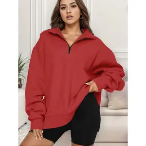 Women's Half-Zip Pullover Long Sleeve Sports Sweatshirt, Casual Sporty Top, Athletic Tops, Comfortable Daily Wear, Available in Multiple Colors