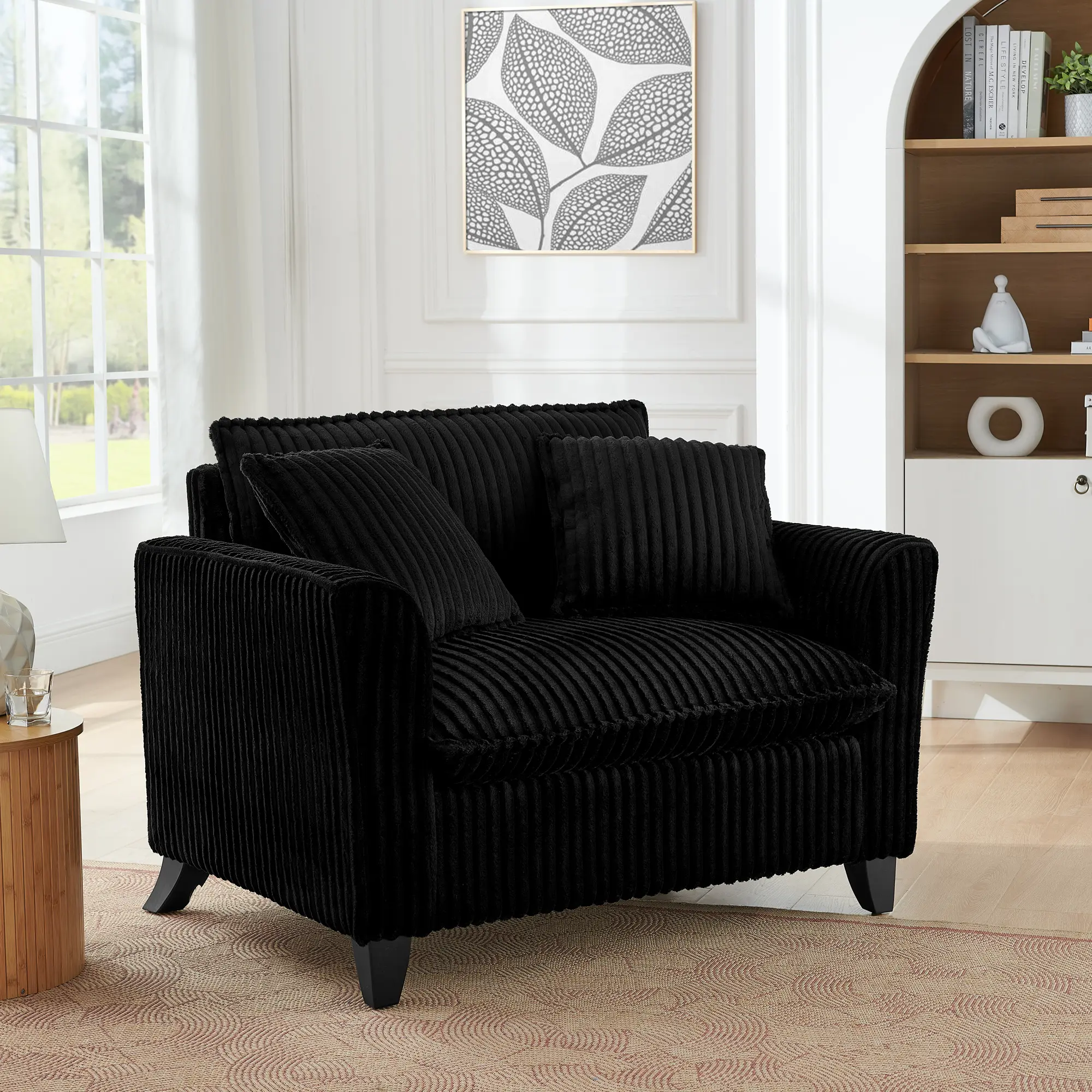【New Year Special Discount】 Niccae Oversized Living Room Accent Chair – Plush Corduroy Upholstered Armchair with Wider Seat, Cloud Cushion, 2 Pillows, and Removable Cover for Bedroom, Apartment, or Office