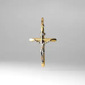 14K Gold Large Crucifix Cross Pendant - Model 0009
