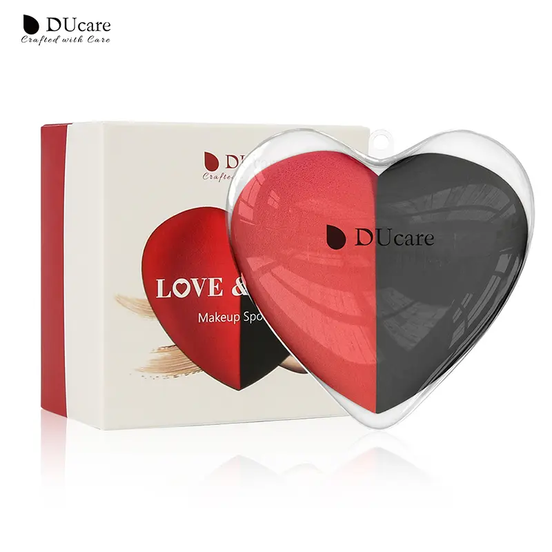 Ducare Lovehate 2-in-1 Latex-Free Edgeless Heart-Shaped Makeup Sponge Set, Dual-Tip Cosmetic Tool for Seamless Coverage on Eyes, Lips, Nose