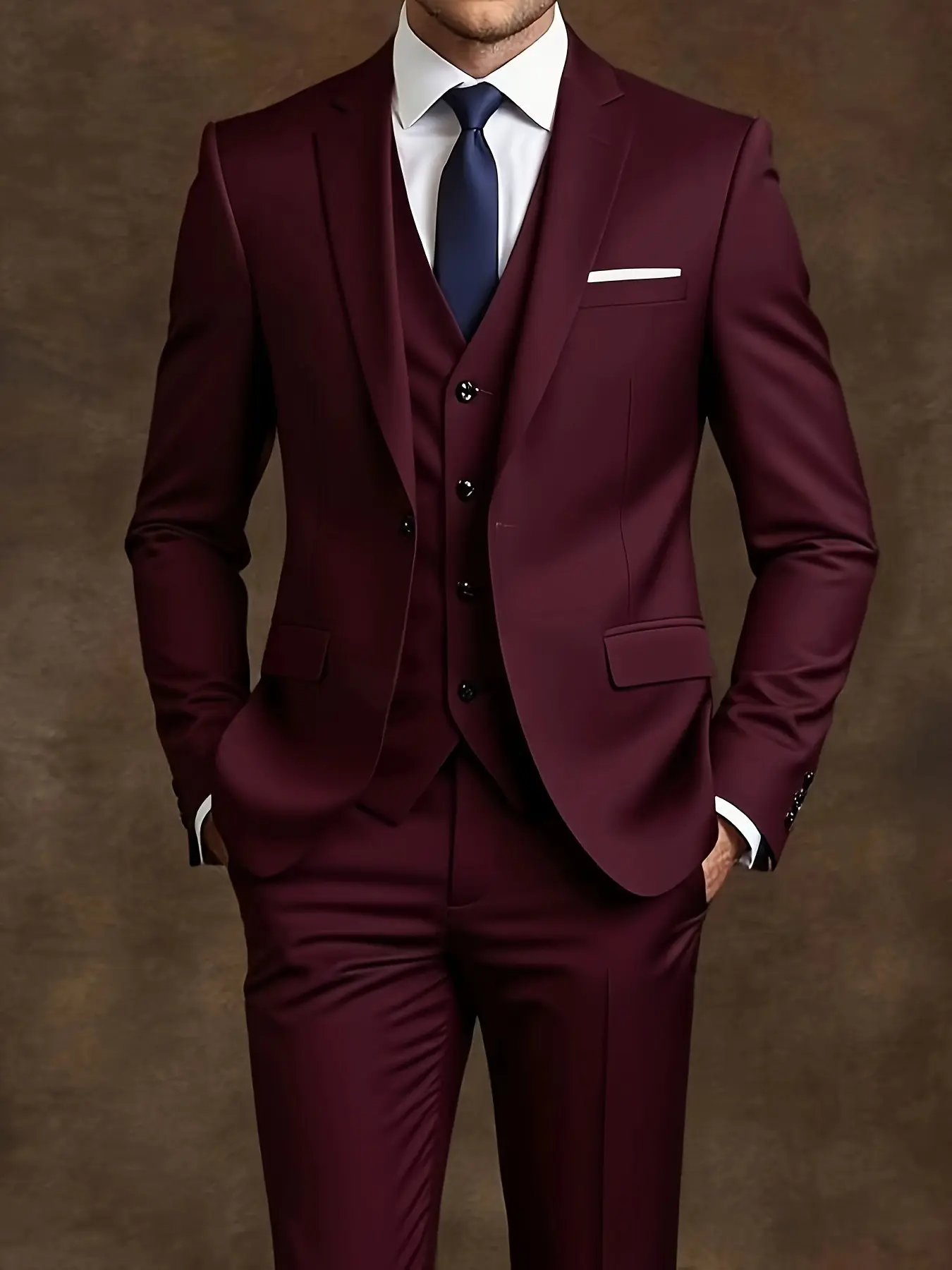 Men'S 3pcs Suit- Slim Fit Tuxedo Set for Weddings, Formal Occasions, Black Suit with White Shirt, Pants, Long Sleeve, Collared, Office Meetings and Events, Formal Business Attire, Business Attire Clothes, Menswear, Durable Wedding Wea