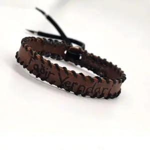 Handmade Leather Laced Bracelet with Customized Design - Brown Braided Style for Men and Women