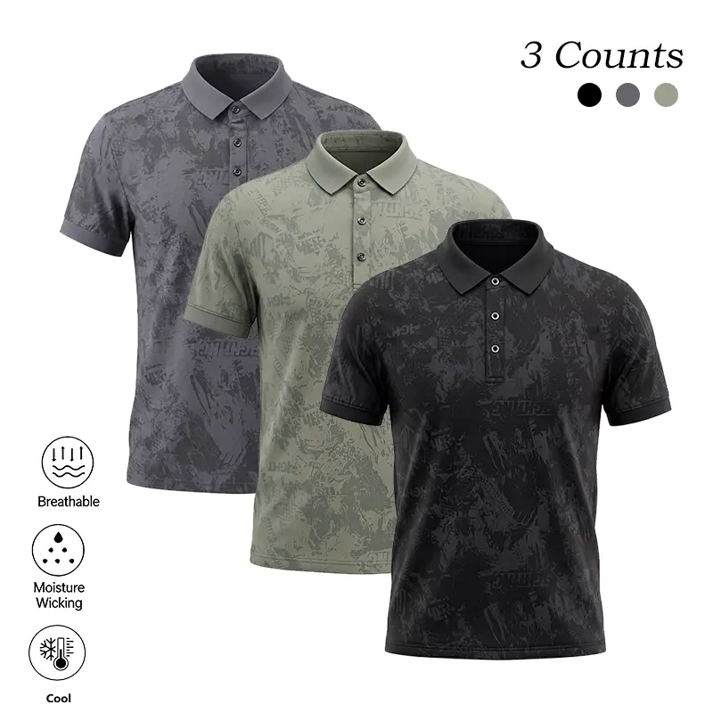 Clean Gent Summer Men’s Casual Sports Short-Sleeve 3-Pack, skin-friendly breathable soft fabric, button design, mature elegant style, casual loose POLO shirt, fashionable minimalist classic fit, Father’s Day gift
