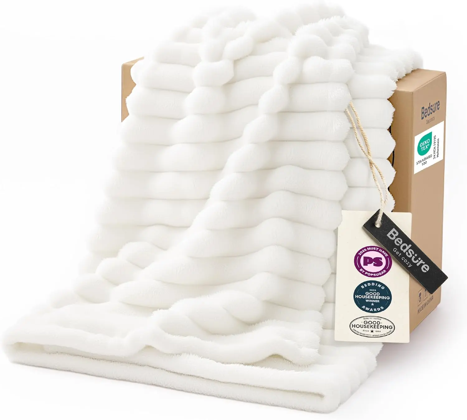GentleSoft Off White Fleece Throw Blanket (50x60 in) - Cozy Couch/Sofa Bed Essential, Women Mom Birthday Gift, Living Room Home Decor