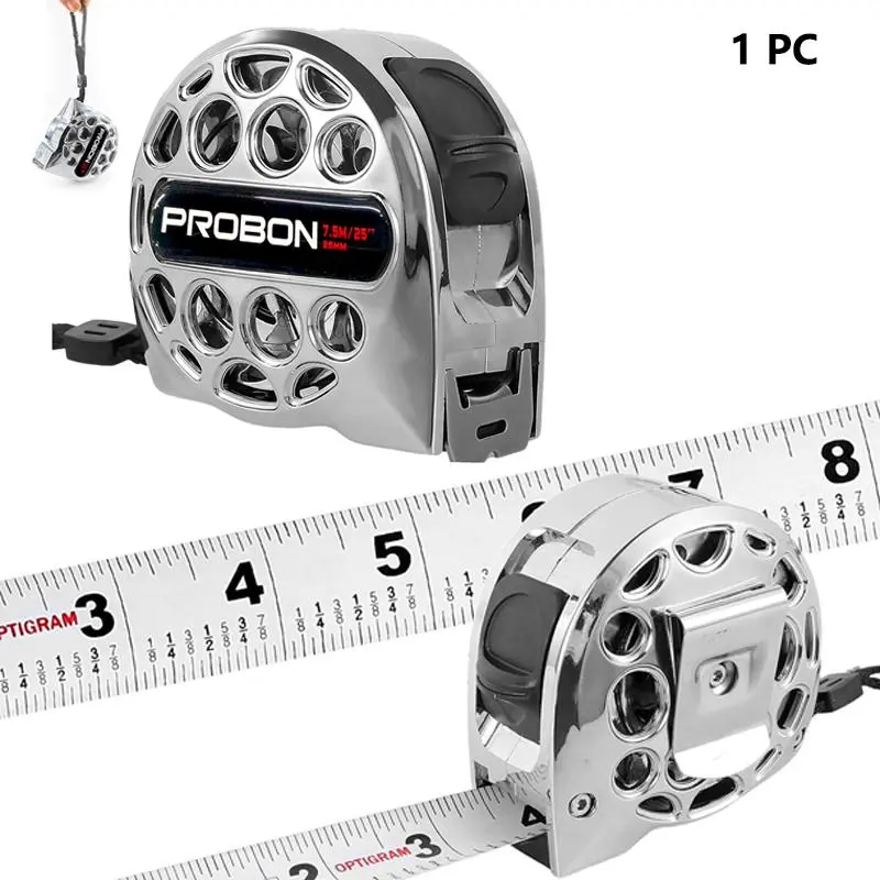 25 FT/7.5 M Heavy-Duty Stainless Steel Retractable Measuring Tape - Double-Sided Scale, Waterproof, Multifunctional for Construction, Home Projects, Work Tools, Work Accessories, Tools and Gadgets, Father's Day Gifts for Dad