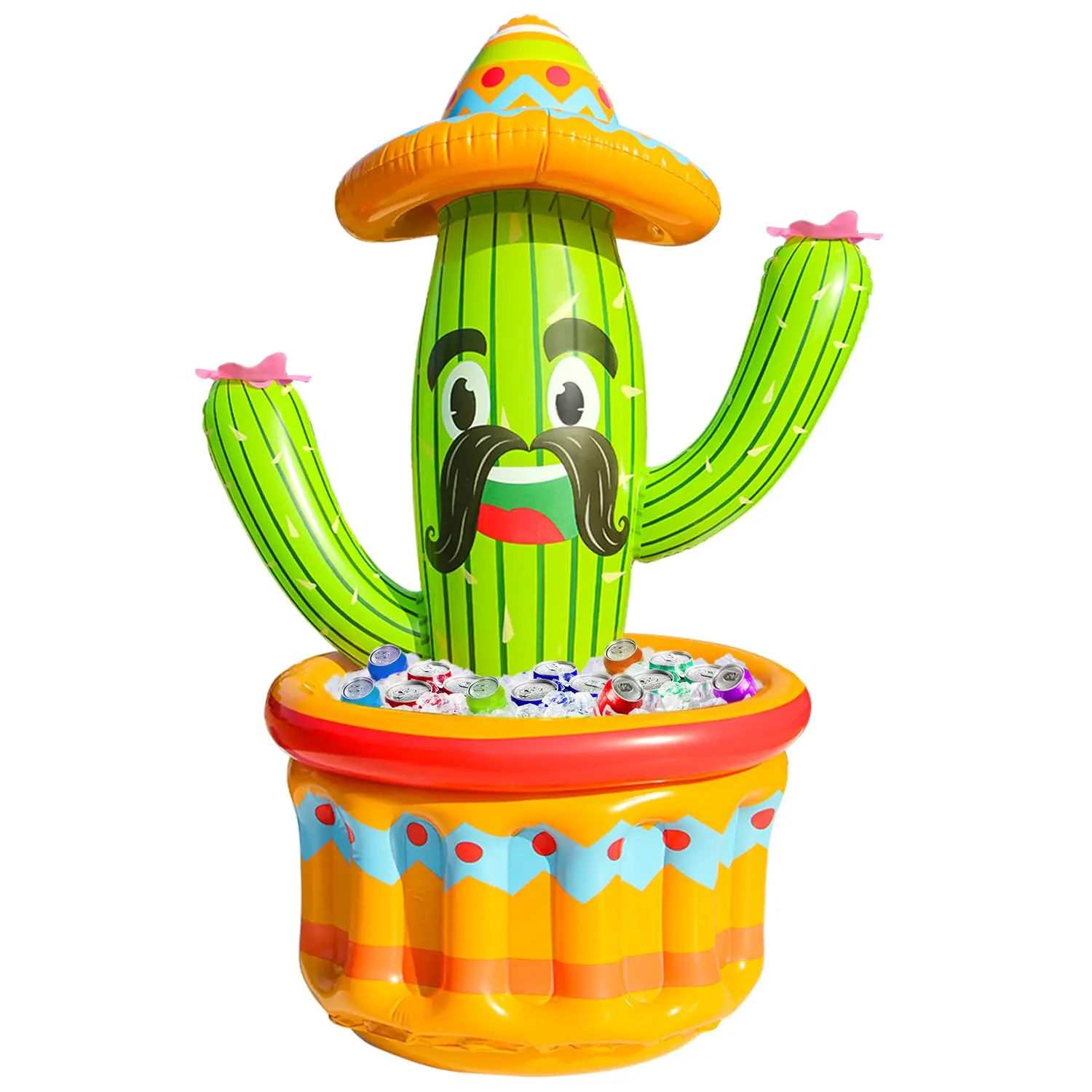 47.5'' Inflatable Cactus Cooler, Inflatable Drink Cooler for Summer Fiesta Parties, Blow Up Ice Bucket Cinco De Mayo Pool Party Supplies Portable