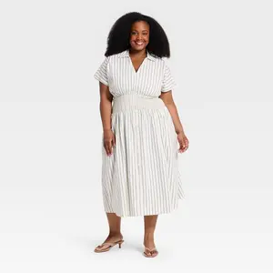 Women's Plus Dolman Short Sleeve Maxi Shirtdress - Ava & Viv