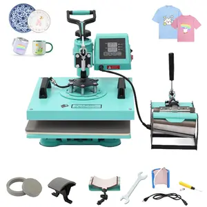 GARVEE 6 in 1 Heat Press Machine with 15x15 and 12x15 Inch Options, 360° Swing Away Design, Digital Controls, Multifunction for Sublimation Heat Transfer on T-Shirts, Caps, Mugs, Plates, Pillows, and Bags