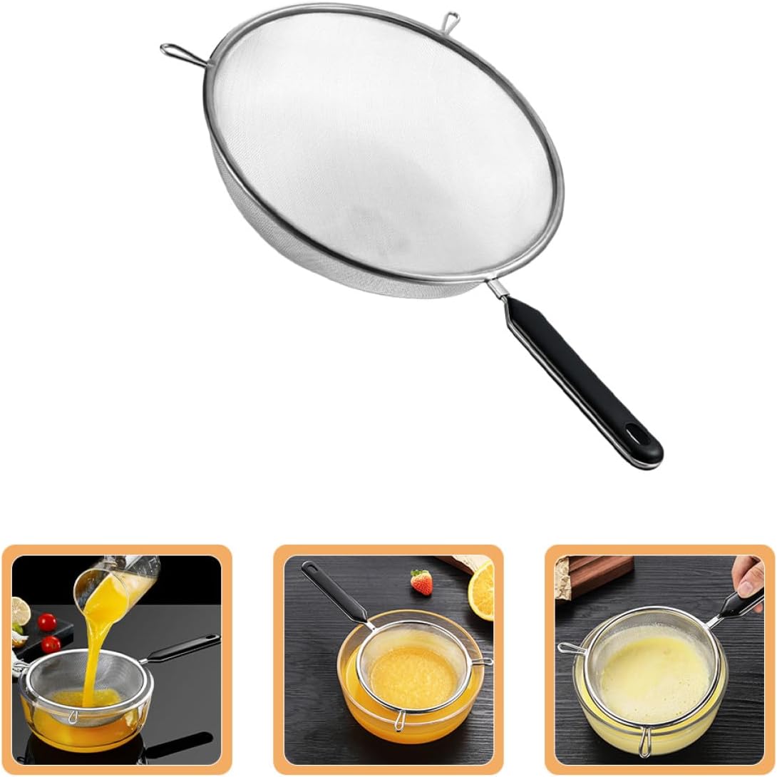 Commercial Kitchen Large Colander Strainer, Heavy Duty. 30x19cm, 304 Steel & PP, for Pasta, Salad Prep