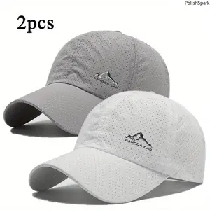 2 Pack Sporty Mesh Baseball Caps for Men & Women, Quick-Dry Lightweight Athletic Hats, Adjustable Universal Fit for Running & Beach
