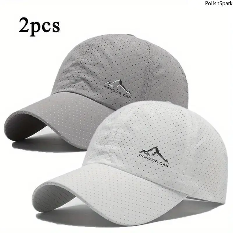 2 Pack Sporty Mesh Baseball Caps for Men & Women, Quick-Dry Lightweight Athletic Hats, Adjustable Universal Fit for Running & Beach
