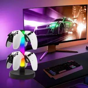 Game Controller Stand with RGB Lighting Effect, Ps5/xbox/switch Controllers Display Rack, Ideal Gift for Husband, Kids, Boyfriend