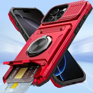 Phone Case with Card Slot Shockproof Protective Cover Slim Durable Design Built In Storage Function Wireless Charging Compatible Case for iPhone 17 Pro Max 16 15 14 13,US Local Fast Shipping