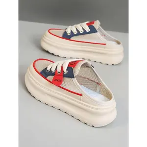 Women's Fashionable Lace Up Low Top Sneakers, Casual Comfortable Breathable Sports Shoes, Female All-match Round Toe Chunky Sneakers for Daily Life