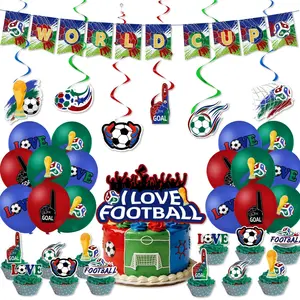 2026 Football Birthday Party Decoration Set, Soccer Theme Party Supplies for Kids and Adults, Includes Banners, Balloons, Hanging Decorations