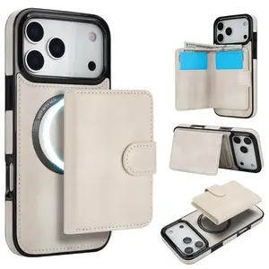 Magnetic Card Holder Phone Case Cover Protector for iPhone 17 Pro Max, Detachable Wallet for Credit Cards, Compatible with iPhone 16 15 14 Series