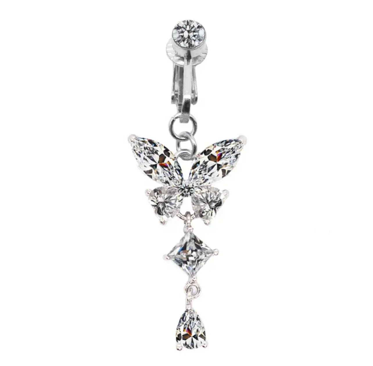 Butterfly Clip On Belly Ring - Fake Piercing - No Piercing Needed