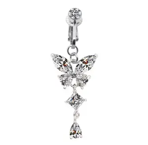 Butterfly Clip On Belly Ring - Fake Piercing - No Piercing Needed