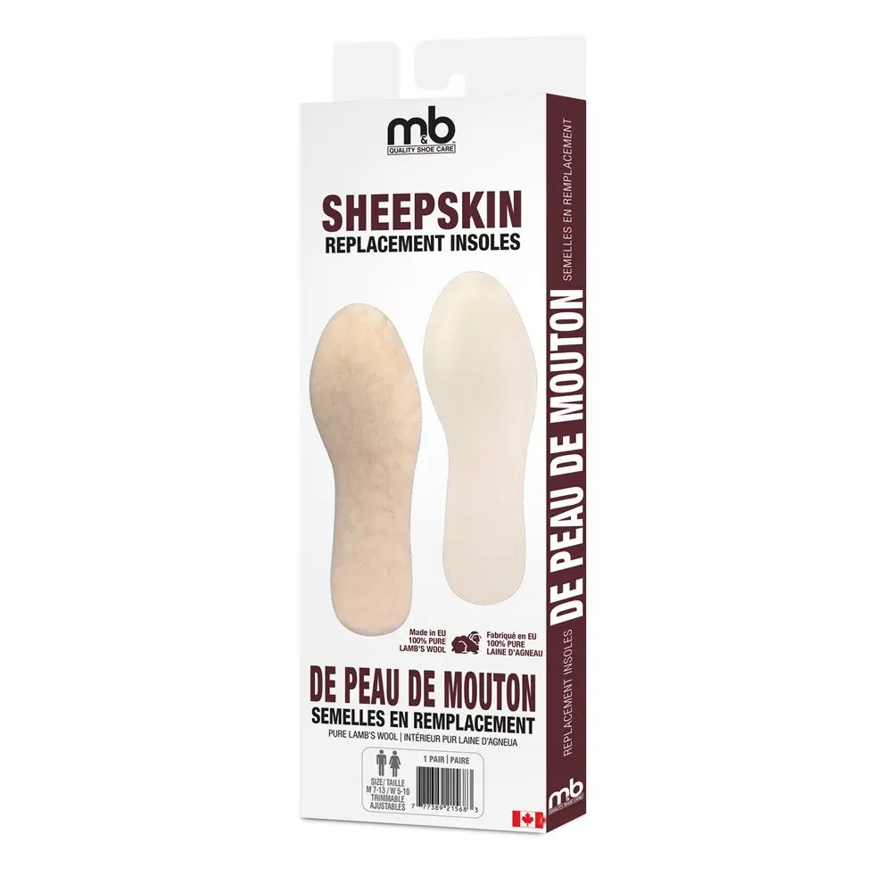 M & B Sheepskin Replacement Insoles | 100% Pure Wool | Trim to Size