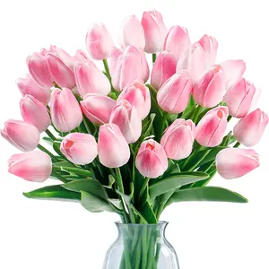 6-Pack Elegant Tulip Artificial Flowers, Realistic PU Plastic Stems, Perfect for Valentine's Day and Weddings, Ideal Home Office Party Decor, Tulips Bouquet, Decorative Flowers Bouquet